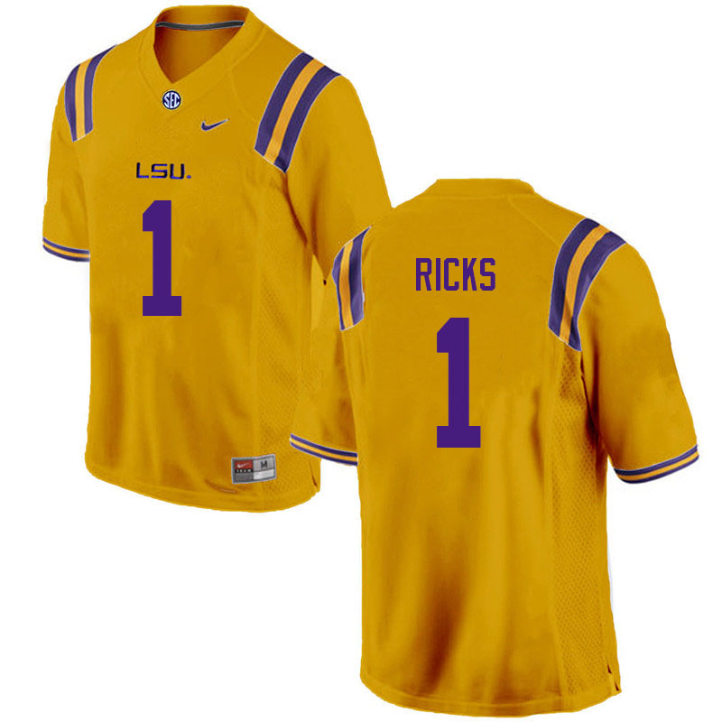 Men #1 Eli Ricks LSU Tigers College Football Jerseys Sale-Gold - Click Image to Close